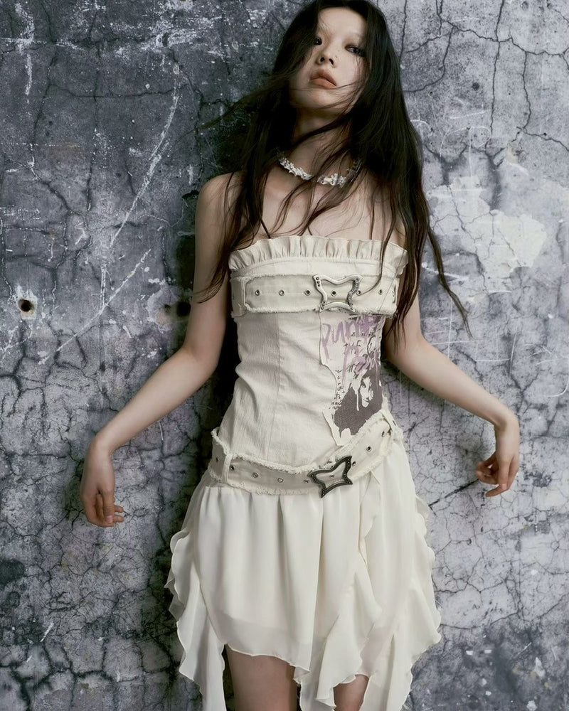 【Cest Nous】Butterfly Strapless Dress / 【セヌー】バタフライチューブトップワンピース