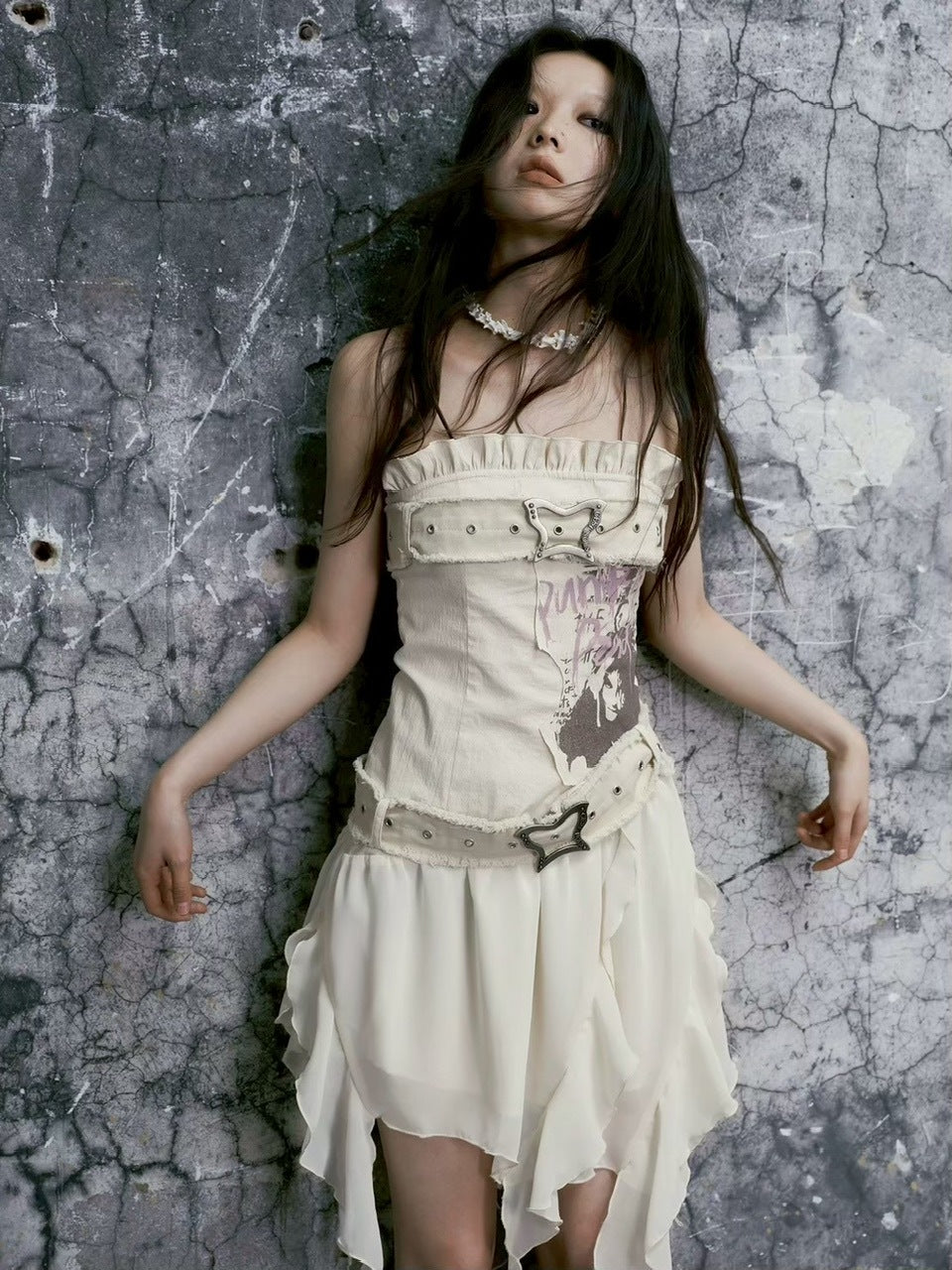 【Cest Nous】Butterfly Strapless Dress / 【セヌー】バタフライチューブトップワンピース