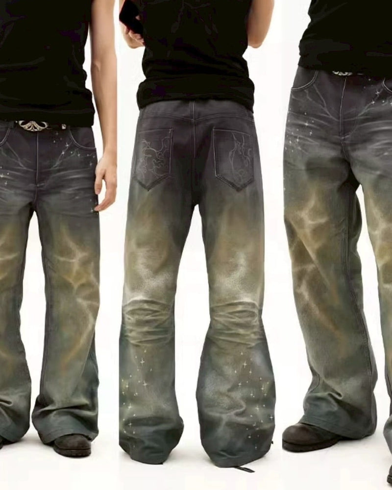 【DND4DES】OCEAN PSYCHEDELIC RHINESTONE JEANS