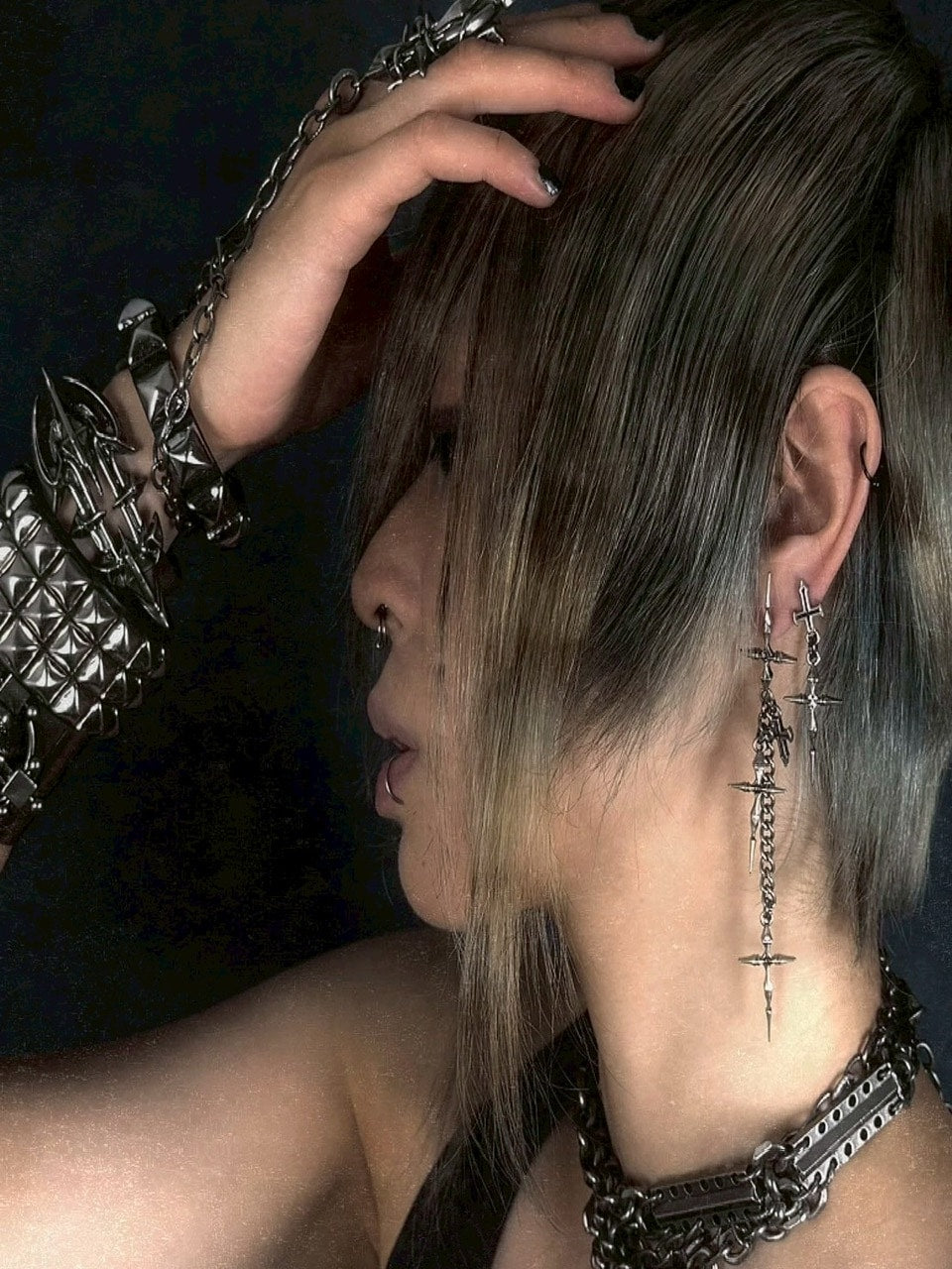 IIIMIII】Double Cross Earrings / 【イアミ】ダブルクロスピアス
