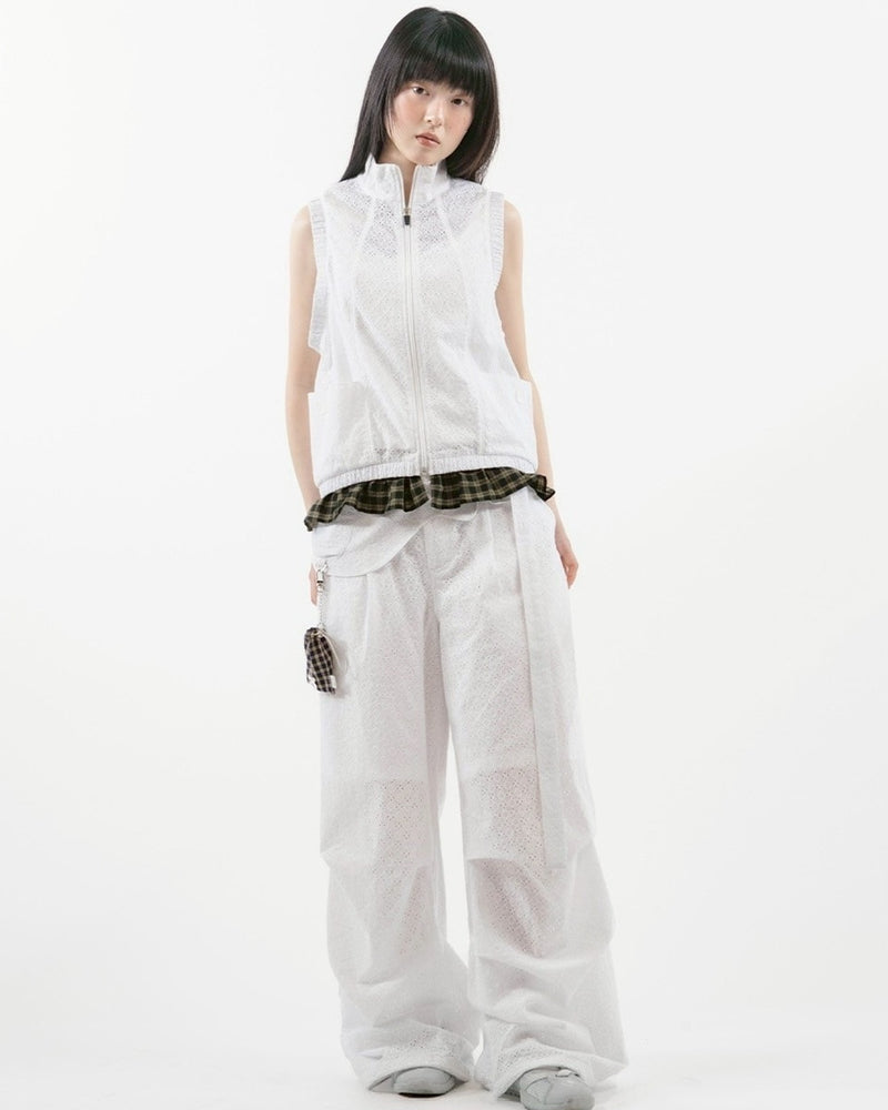 【TUOMIO】EYELET FRILL VEST / 【トゥオミオ】アイレットフリルベスト