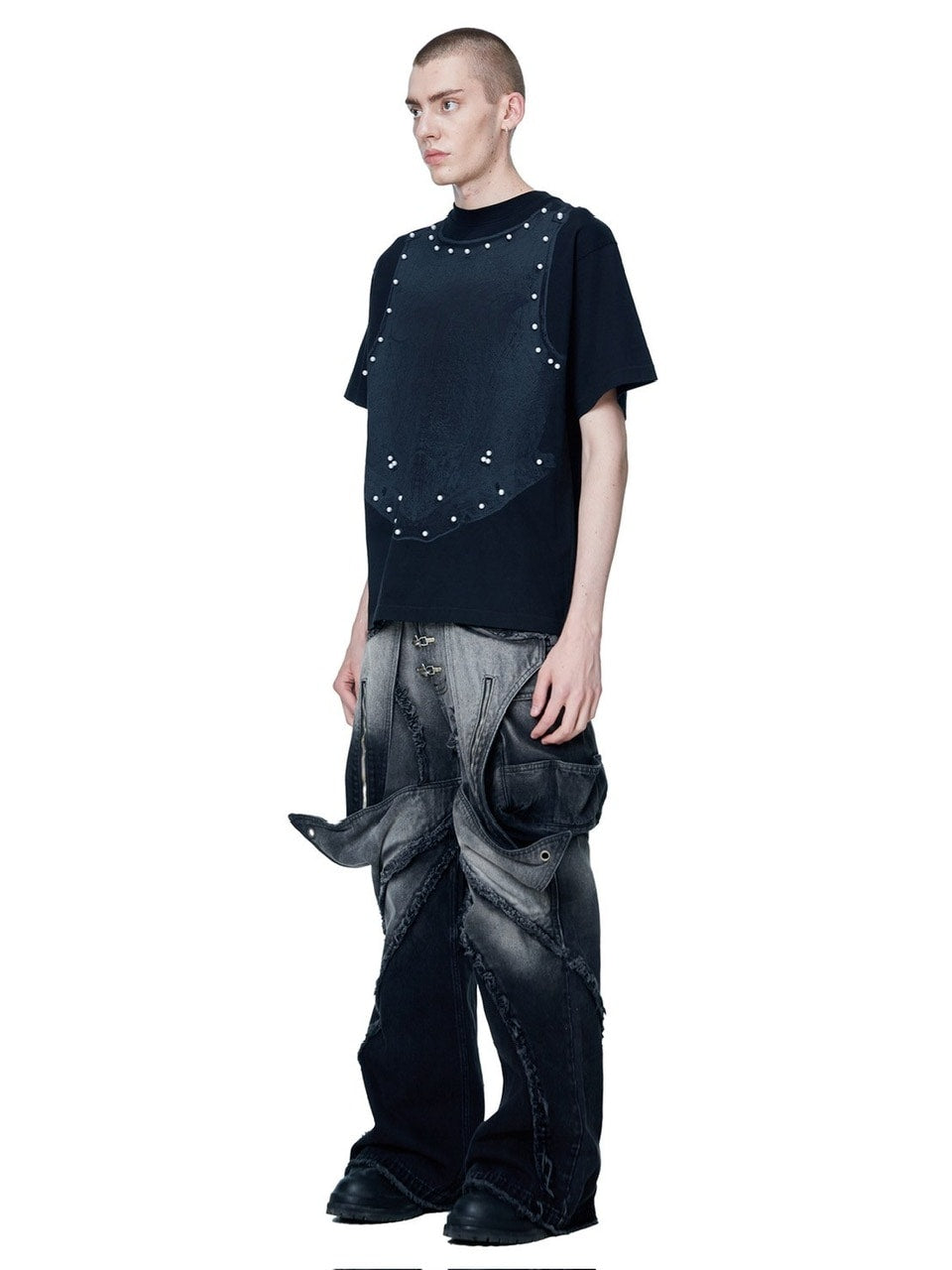 【The Boy Has No Patience】LUMINOUS DAWN PEARL ARMOR TEE / 【ザボーイハズノーペーシェンス】パールアーマーデザイン半袖Tシャツ