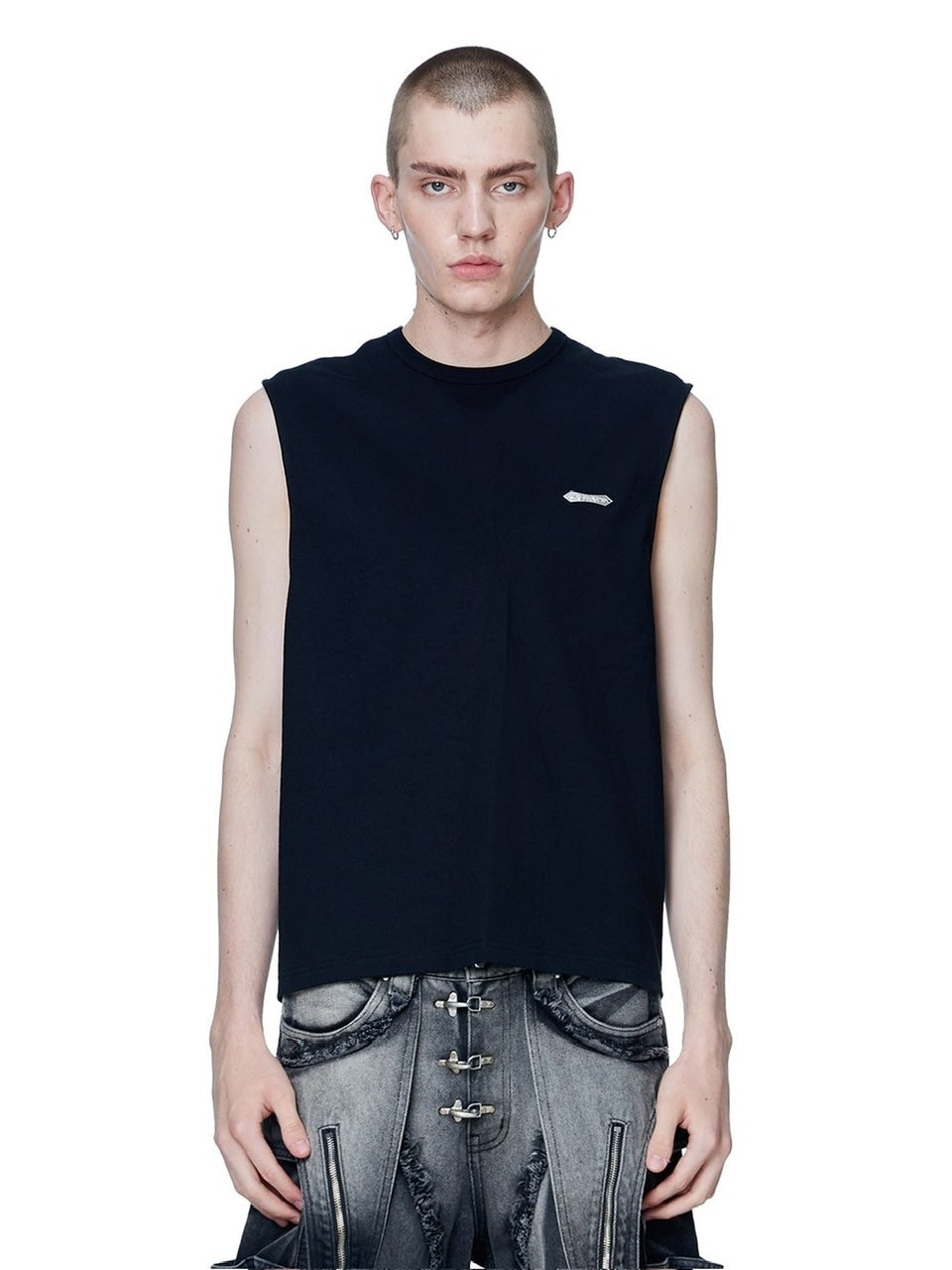 【The Boy Has No Patience】LUMINOUS DAWN ASTRAL METAL LOGO SHADOWBAT VEST / 【ザボーイハズノーペーシェンス】メタルロゴバックプリントロゴタンクトップ