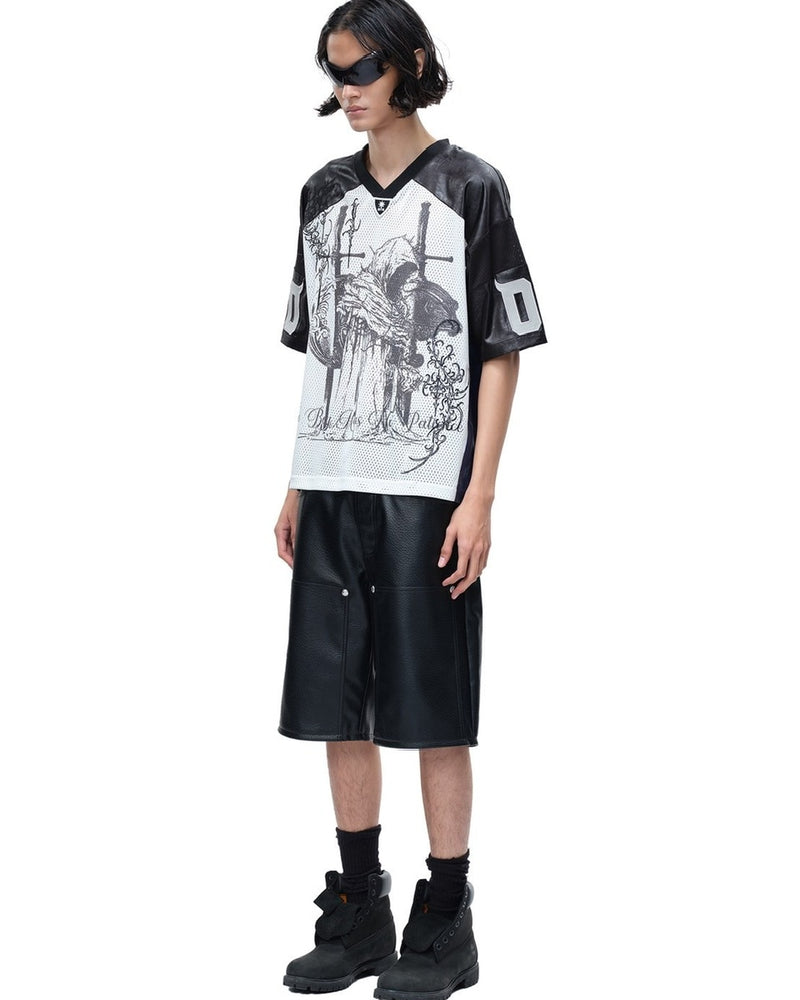 【The Boy Has No Patience】LUMINOUS DAWN SWORDSHIELD & KNIGHT RUGBY TEE / 【ザボーイハズノーペーシェンス】ソードデザインラグビーユニフォーム半袖Tシャツ