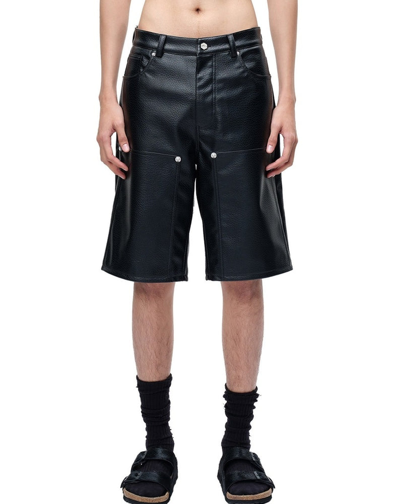 【The Boy Has No Patience】LUMINOUS DAWN LEATHER SHORTS / 【ザボーイハズノーペーシェンス】リベットコーティングハーフパンツ