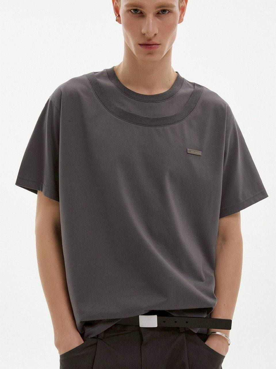 【ESC STUDIO】double neck t-shirt / 【イーエスシーステュディオ】ダブルネック半袖Tシャツ