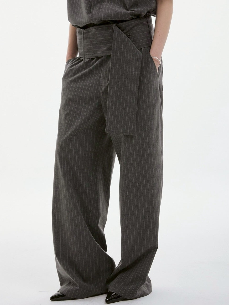 【ESC STUDIO】spacious belt pants/ 【イーエスシーステュディオ】スペイシャスベルトパンツ