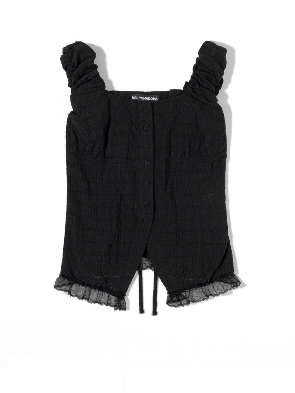 【Uglyshadow】CHECK SHIRRING BLOUSE / 【アグリーシャドウ】チェックシャーリングノースリーブブラウス