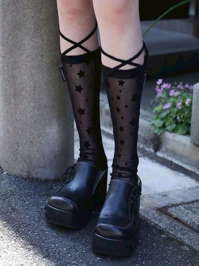 【Uglyshadow】MESH STAR SOCKS / 【アグリーシャドウ】メッシュスターシアーリボンソックス