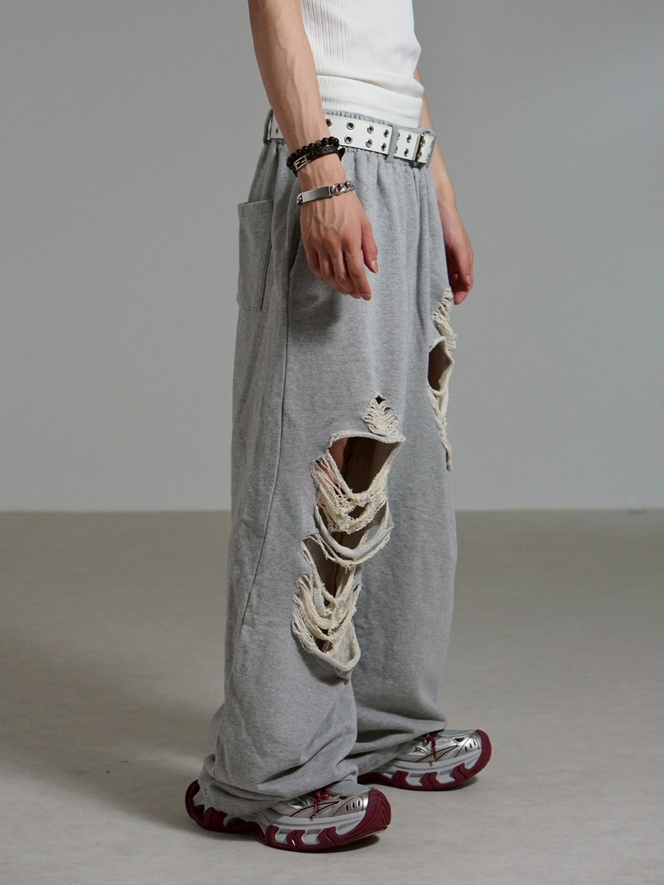 受注制【Chikashitsu +】full length crash sweat pants / 【チカシツプラス】フルレングスクラッシュスウェットパンツ (2color)