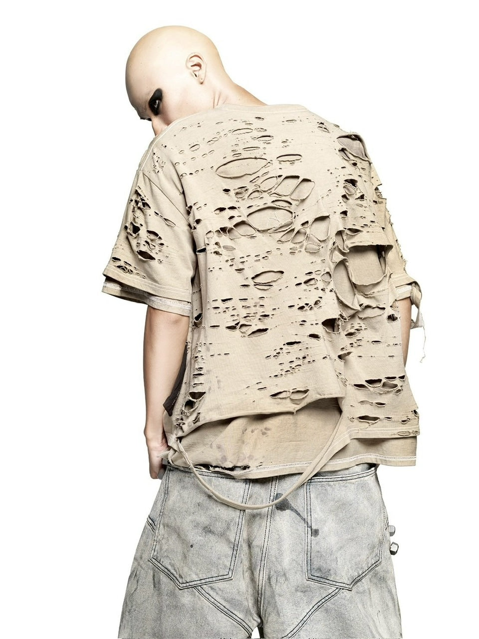 【LATUI ATELIER】ENSO T-SHIRT / 【ラトゥイ アトリエ】クラッシュドダメージ半袖Tシャツ