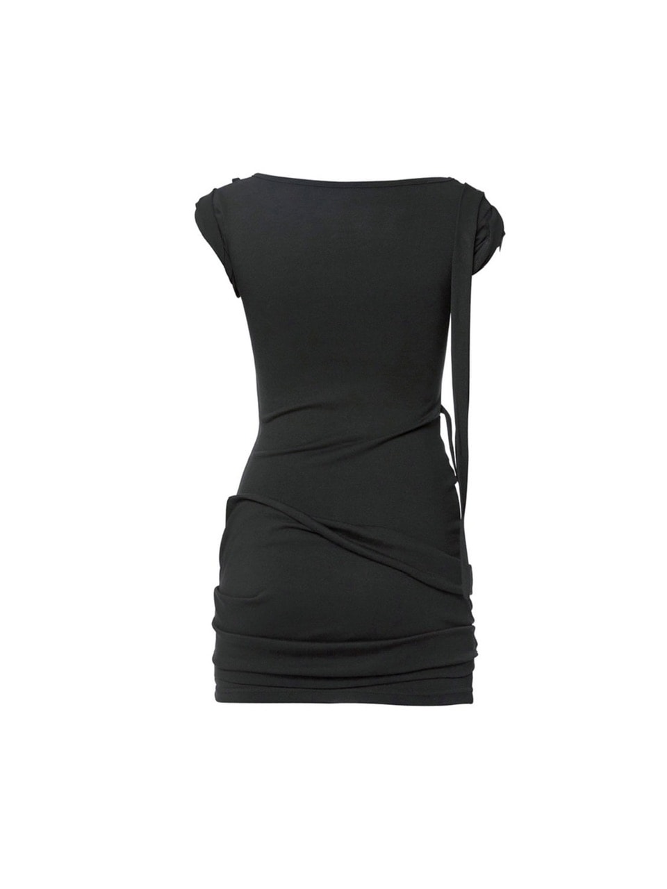 【FLAREUP】Asymmetrical Draped Strap Roll-Up Dress