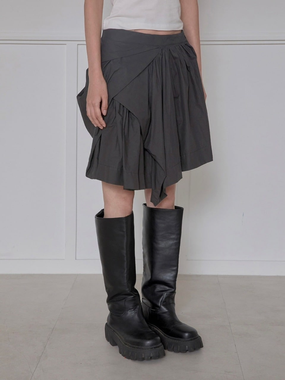 【FLAREUP】Asymmetrical Draped Layered Skirt