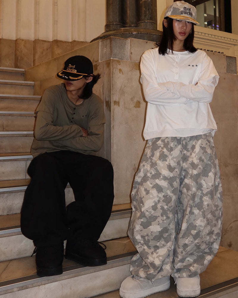 【IFEELLUCKY】Layered cross long sleeve / 【アイフィールラッキー】レイヤードクロス長袖Ｔシャツ
