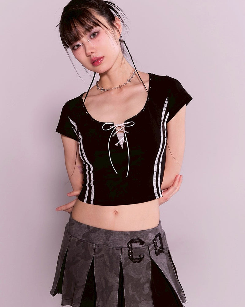 【CHERRYQUIRI】twin lace metalic tee