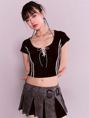 【CHERRYQUIRI】twin lace metalic tee