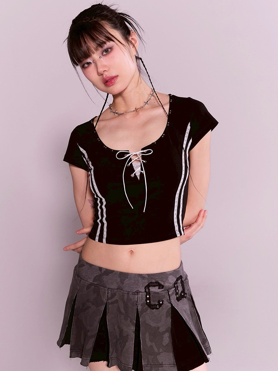 【CHERRYQUIRI】twin lace metalic tee