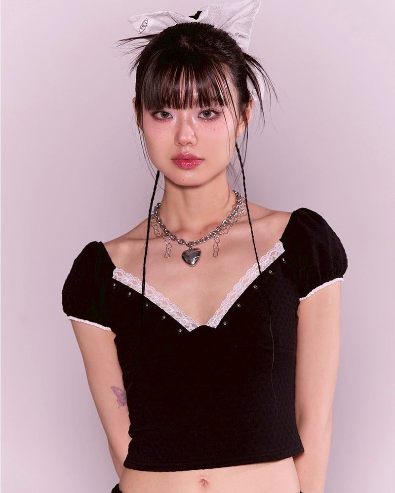 【CHERRYQUIRI】ribbon shape lace scrunchie