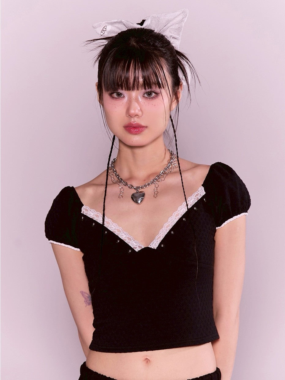 【CHERRYQUIRI】ribbon shape lace scrunchie