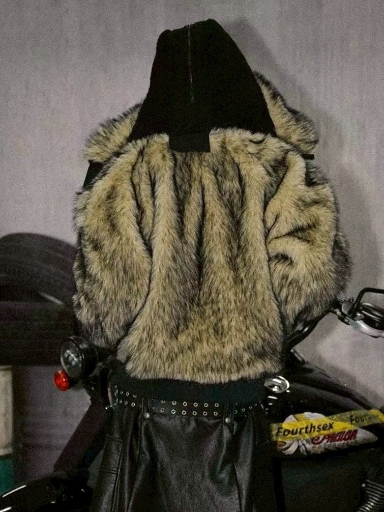 【Fourth3ex】Rivet Fox Double-Faced Denim Hoodie / 【フォースセックス】リベットエコファーデニムブルゾン