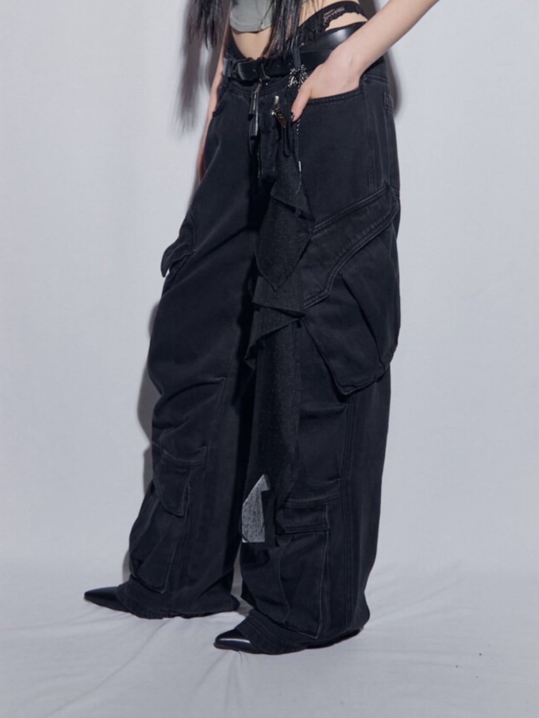 【BLR BLUER】Utility Cargo Washed Denim Pants