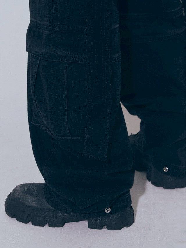 【BLR BLUER】Divided Curved Line Double Buckle Pants