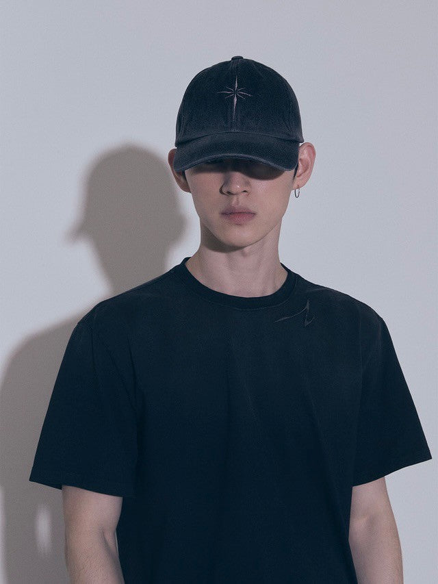 【BLR BLUER】Snowflakes Logo Washing Denim Ball Cap