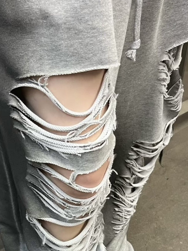 受注制【Never mind the XU】dirty damage sweat pants / 【エックスユードッグ】ダーティーダメージスウェットパンツ (2color)