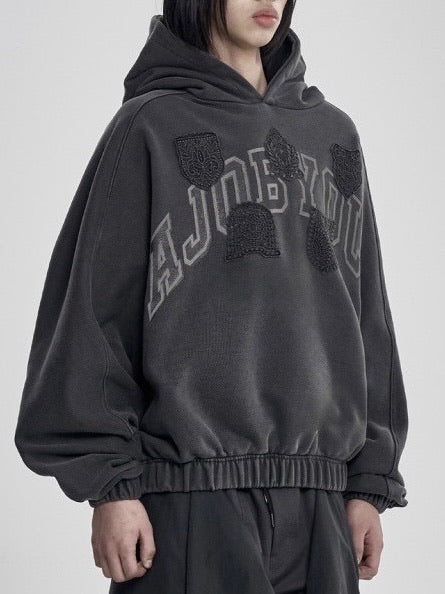 【AJOBYAJO】University Wappen Batwing Hoodie / 【アジョバイアジョ】ユニバーシティワッペンバットウィングプルオーバーパーカー