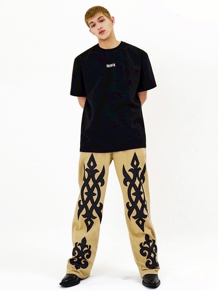 【E RIN AI E】DARK TRIBAL PARTY DENIM PANTS
