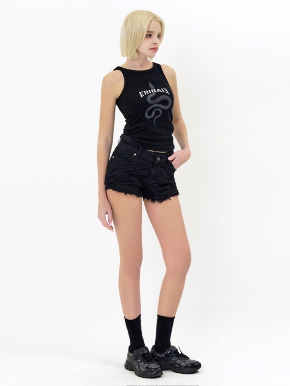 【E RIN AI E】BLACK MAMBA SLEEVELESS