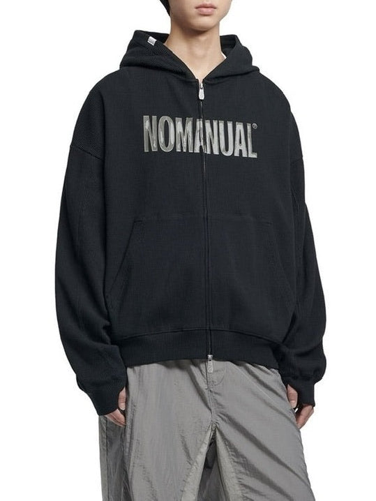 【NOMANUAL】NM WAFFLE HOODED ZIP-UP