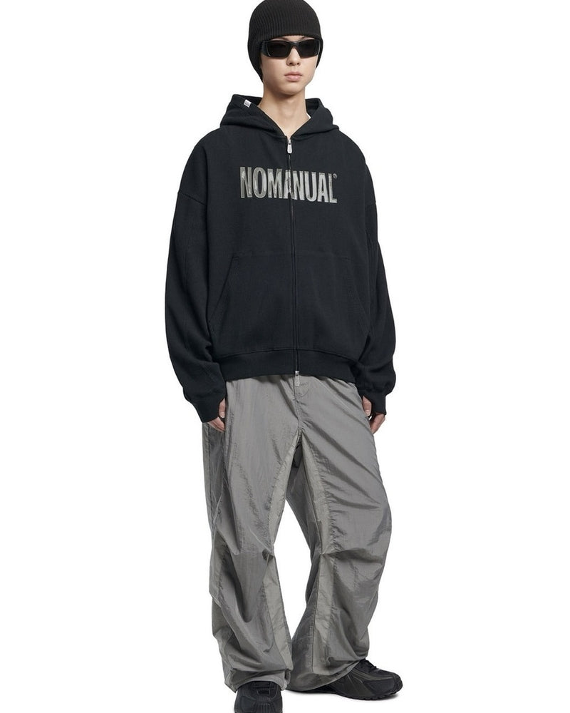 【NOMANUAL】NM WAFFLE HOODED ZIP-UP
