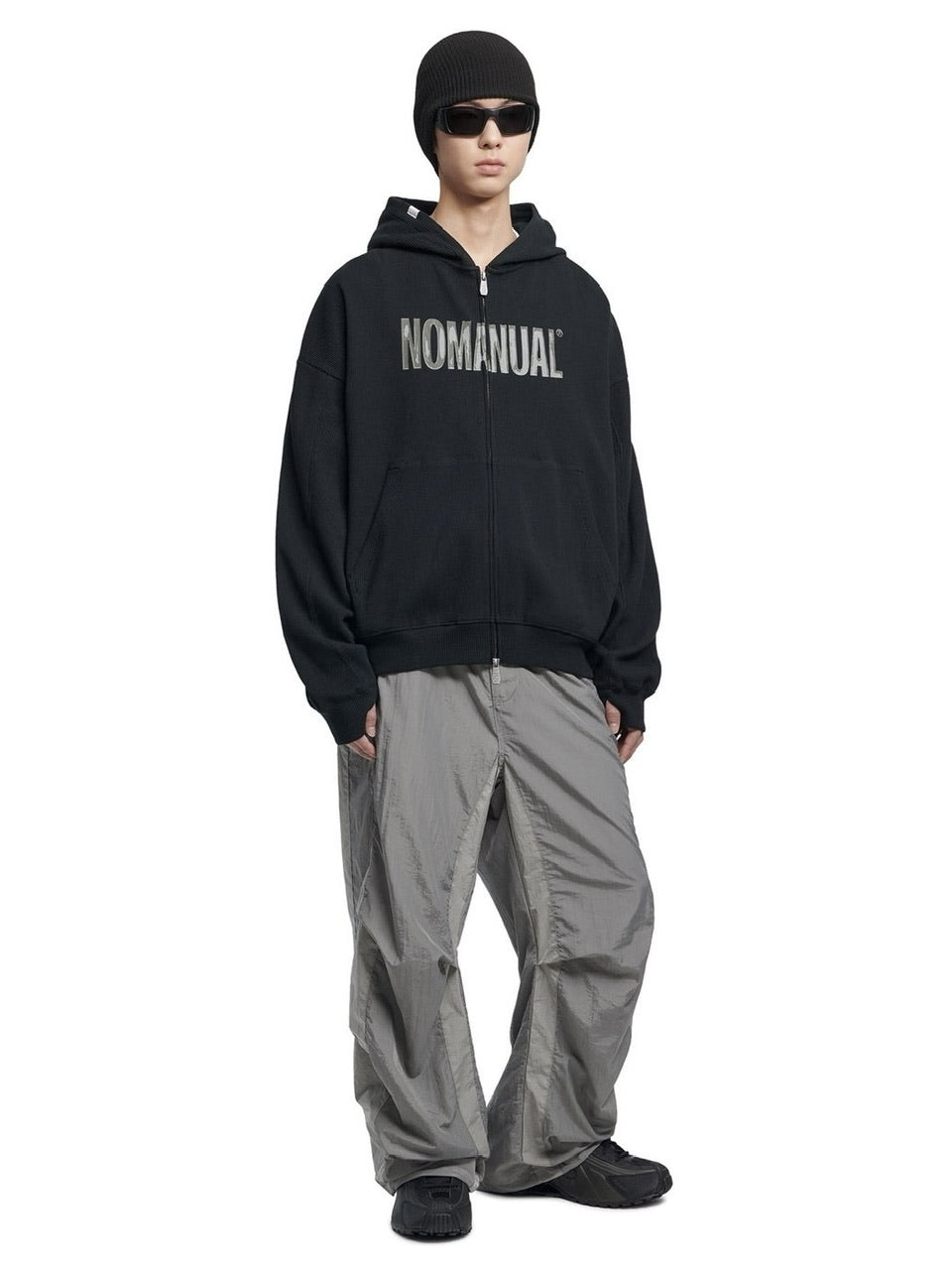 【NOMANUAL】NM WAFFLE HOODED ZIP-UP