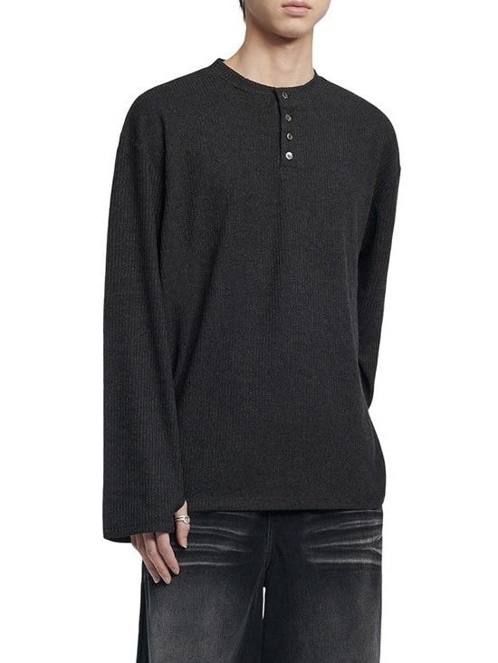【NOMANUAL】HENLEY NECK KNIT LONG SLEEVE