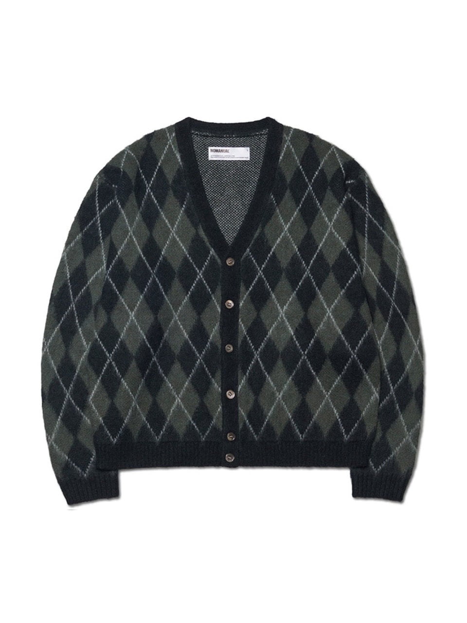 【NOMANUAL】ARGYLE HAIRY CARDIGAN