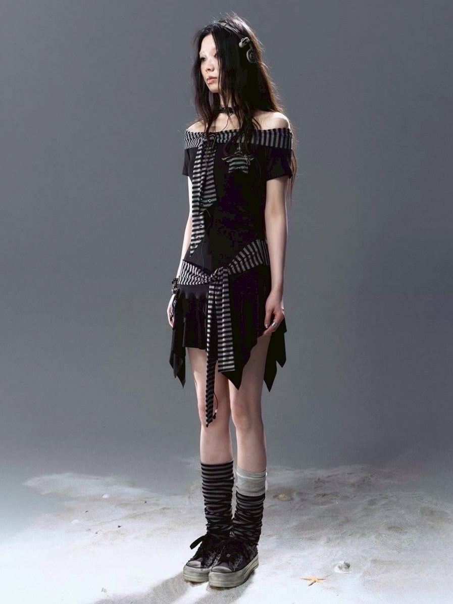 【Cest Nous】Starfish Striped Dress / 【セヌー】スターストライプワンピース