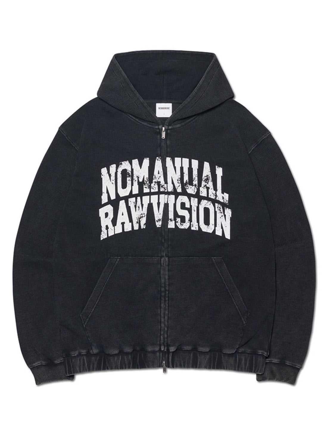 【NOMANUAL】VINTAGE WAFFLE HOODED ZIP-UP