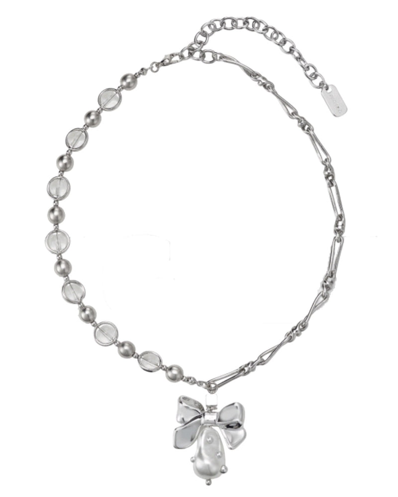 【PEG LEG】ribbon switch pearl chain necklace