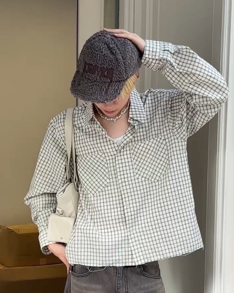 受注制【nmtc +】check crop shirts / 【エムティーシープラス】ショート丈チェックシャツ (2color)