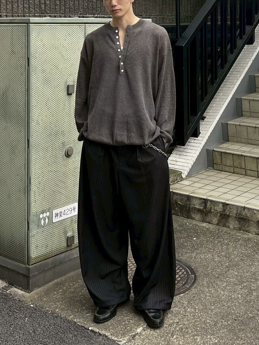 【Chikashitsu +】light touch henry neck knit / 【チカシツプラス】ライトタッチへンリーネックニット (3color)