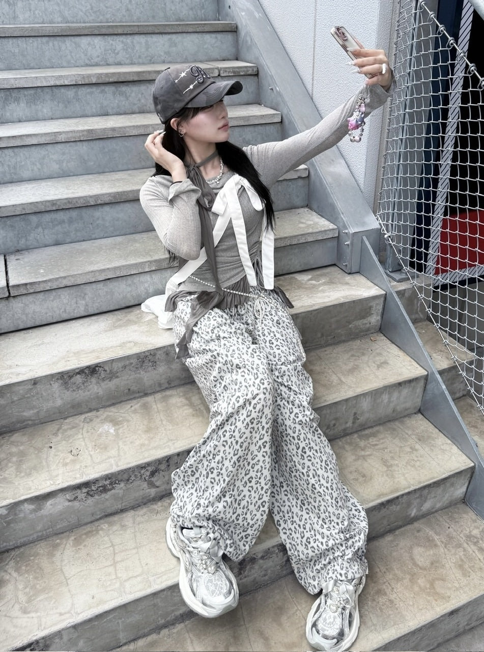 受注制【nmtc +】leopard print wide pants / 【エヌエムティーシープラス】レオパードワイドパンツ (2color)