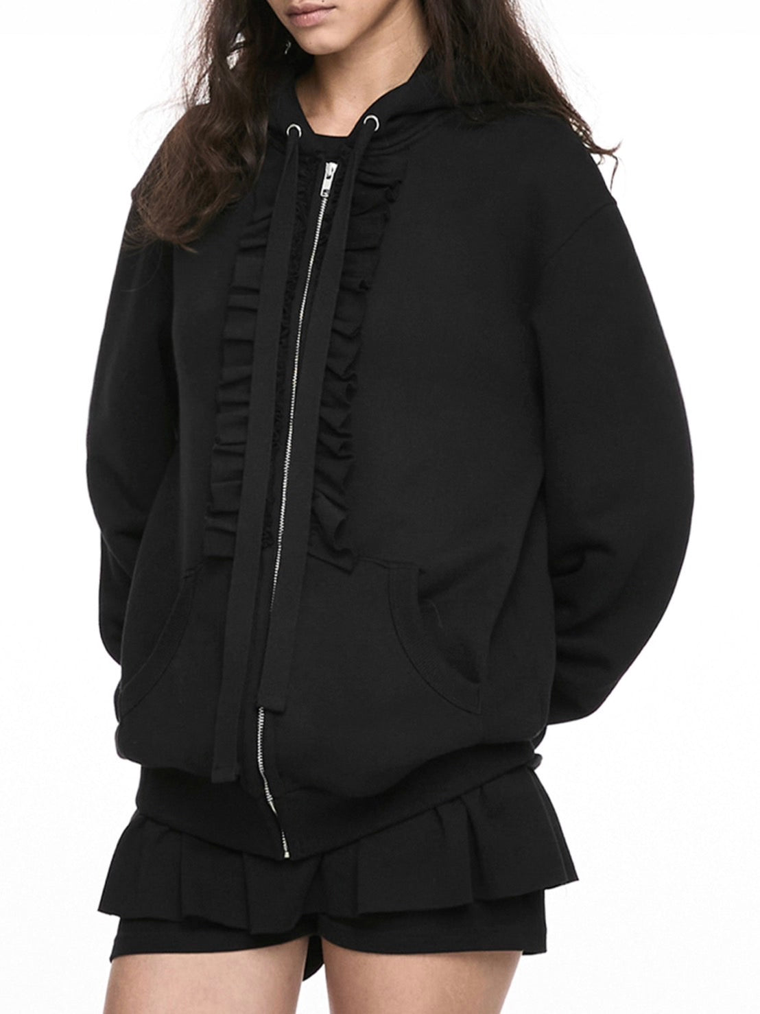 【NACHE】RUFFLE HOODIE ZIP-UP