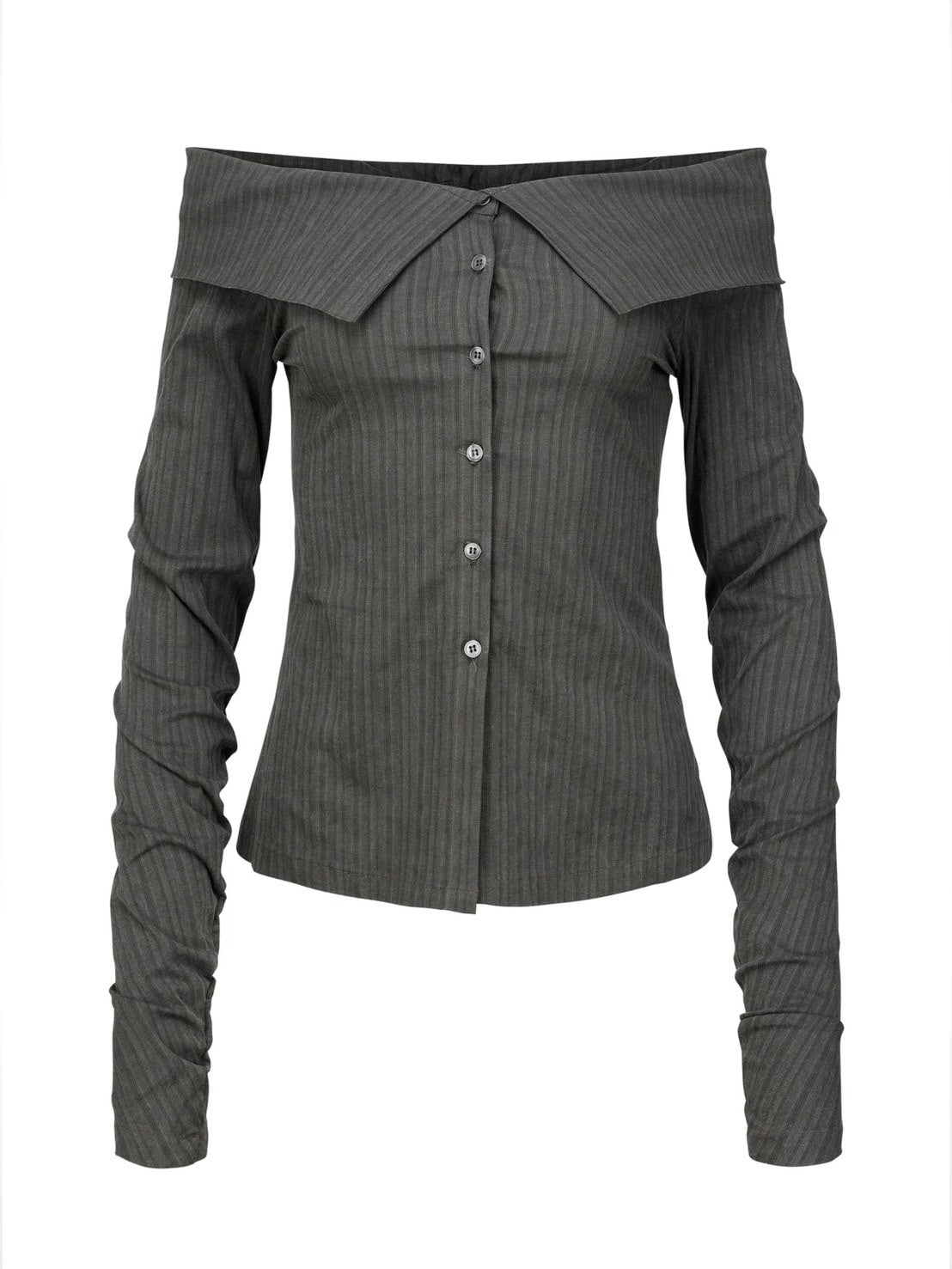 【NACHE】STRIPED OFF SHOULDER SHIRT