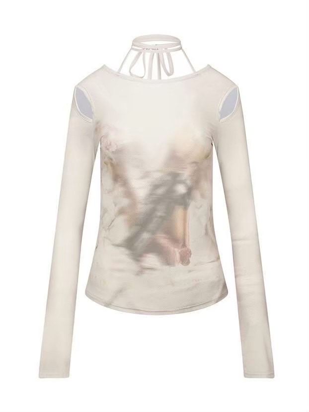 【NACHE】CUT-OUT SLIM FIT LONG SLEEVE