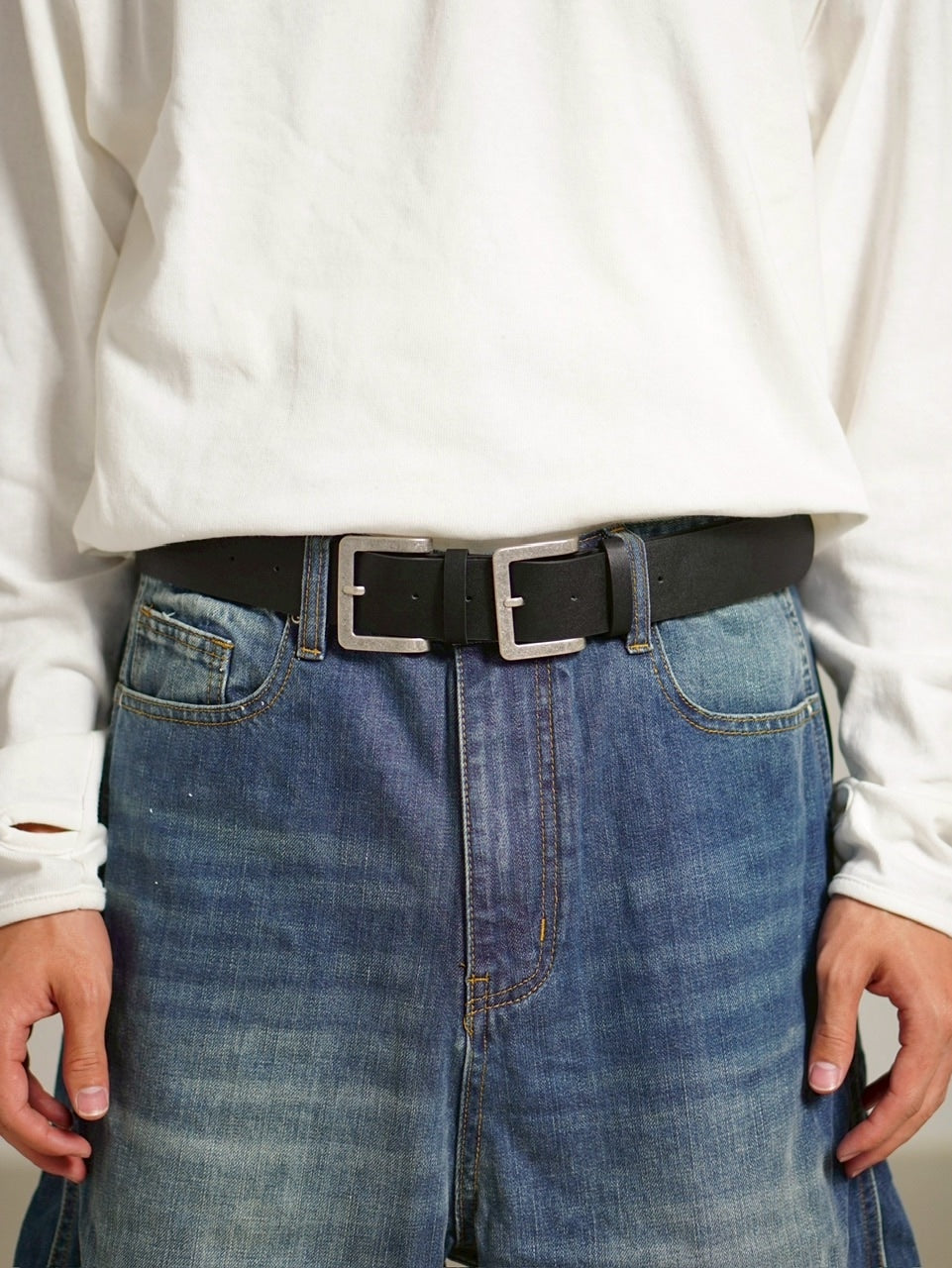 受注制【Chikashitsu +】double buckle belt / 【チカシツプラス】ダブルバックルベルト