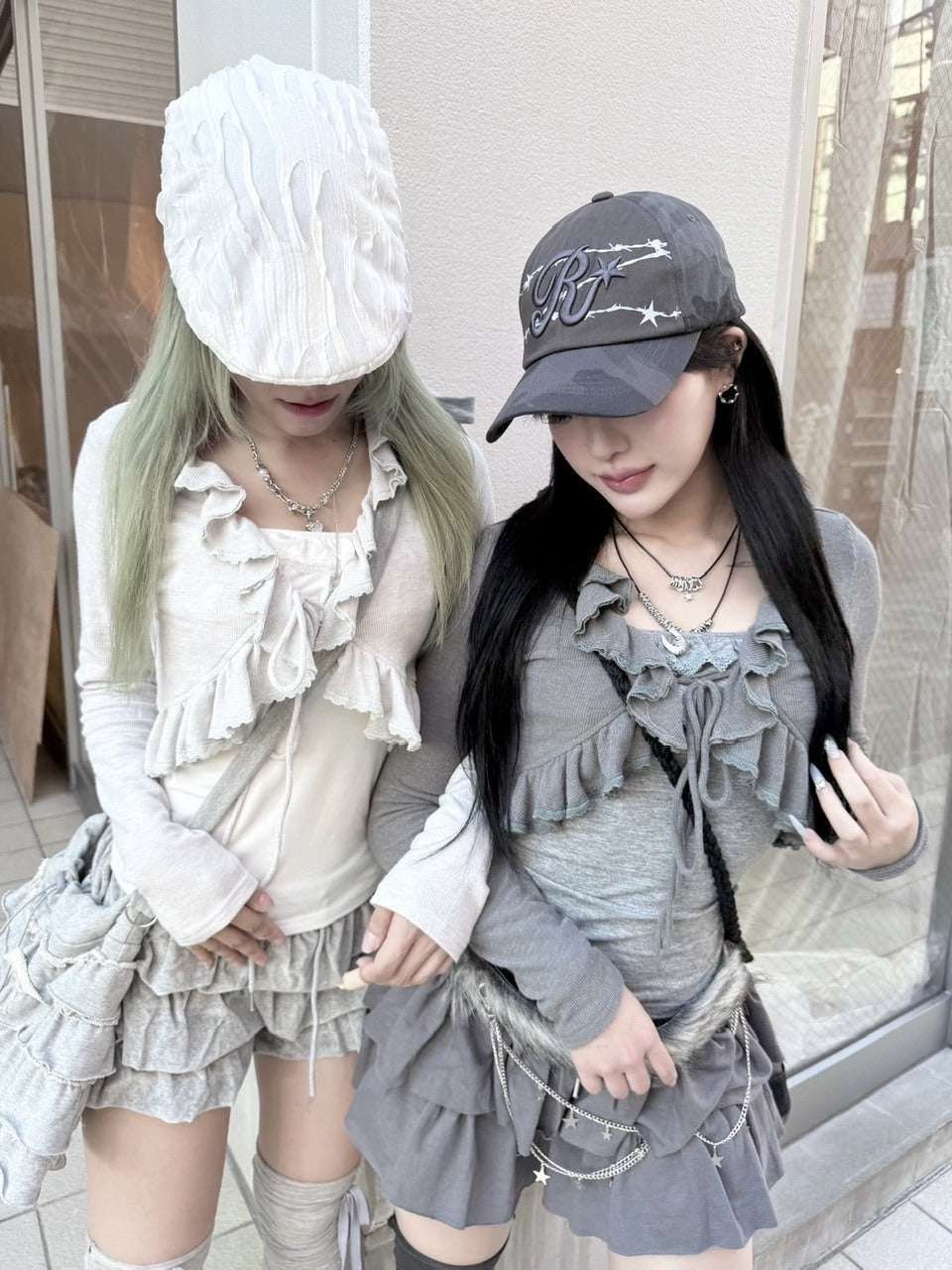 受注制【nmtc +】ruffing cami set cardigan / 【エヌエムティーシープラス】キャミセットカーディガン (3color)