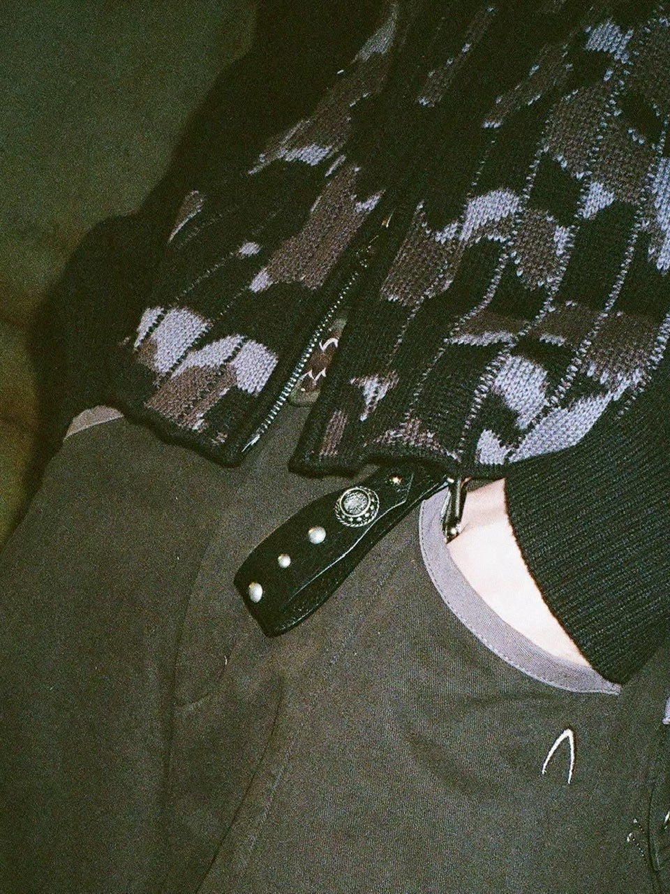 【AAKAM】Antique Circle Studded Leather Keyring