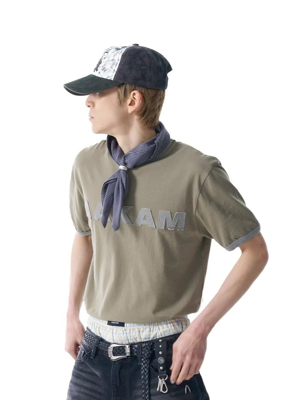 【AAKAM】Check Pattern Scarf