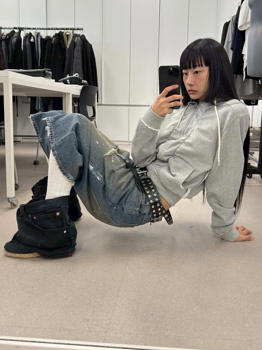 【LCDC】SHIRRING DETAIL ZIP-UP HOODIE / 【エルシーディーシー・ティーエム】シャーリングディティールジップアップパーカー